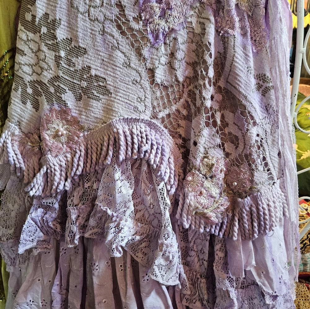 OOAK CUSTOM MADE WRAP AROUND PURPLE LACE SKIRT NWOT - Picture 4 of 11